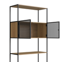 Ver imagem 7 de Estante de Livros Industrial Retrô 90CMX180CM Alta 2 Portas 1 Gaveta Madeira York Marrom