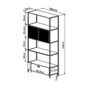 Ver imagem 3 de Estante de Livros Industrial Retrô 90CMX180CM Alta 2 Portas 1 Gaveta Madeira York Marrom