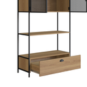Ver mais imagens de Estante de Livros Industrial Retrô 90CMX180CM Alta 2 Portas 1 Gaveta Madeira York Marrom