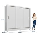 Ver imagem 5 de Guarda Roupa Casal Itália 3 Portas de Correr 2 Gavetas MDF-MDP Branco Brilho com Cômoda Santos