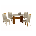 Ver imagem 1 de Conjunto de Mesa Uai Isis 120x90cm com 4 Cadeiras Olga - Cinamomo/off White