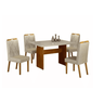 Conjunto de Mesa Uai Isis 120x90cm com 4 Cadeiras Olga - Cinamomo/off White - 1