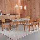 Ver imagem 1 de Mesa de Jantar Copper 180cm Tampo Canto Copo Mdf Vidro com 6 Cadeiras Copper Premium Moderna Mobília