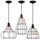 Ver imagem 1 de Pendente Trio Aramado Poptem veneza com lâmpada st58 220v preto