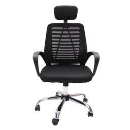 Kit 2 Cadeiras de Escritório Presidente Executiva Alta Ribs Tela Mesh com Apoio de Cabeça Preta - 3