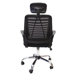 Kit 2 Cadeiras de Escritório Presidente Executiva Alta Ribs Tela Mesh com Apoio de Cabeça Preta - 5