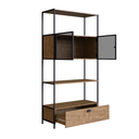 Ver imagem 7 de Estante de Livros Industrial Retrô 90CMX180CM Alta 2 Portas 1 Gaveta Madeira York Marrom