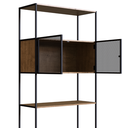 Ver imagem 5 de Estante de Livros Industrial Retrô 90CMX180CM Alta 2 Portas 1 Gaveta Madeira York Marrom