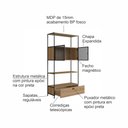 Ver mais imagens de Estante de Livros Industrial Retrô 90CMX180CM Alta 2 Portas 1 Gaveta Madeira York Marrom