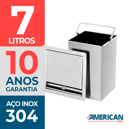 Lixeira Quadrada Pia Cozinha Embutir 7 L Inox 304 Escovado - 5