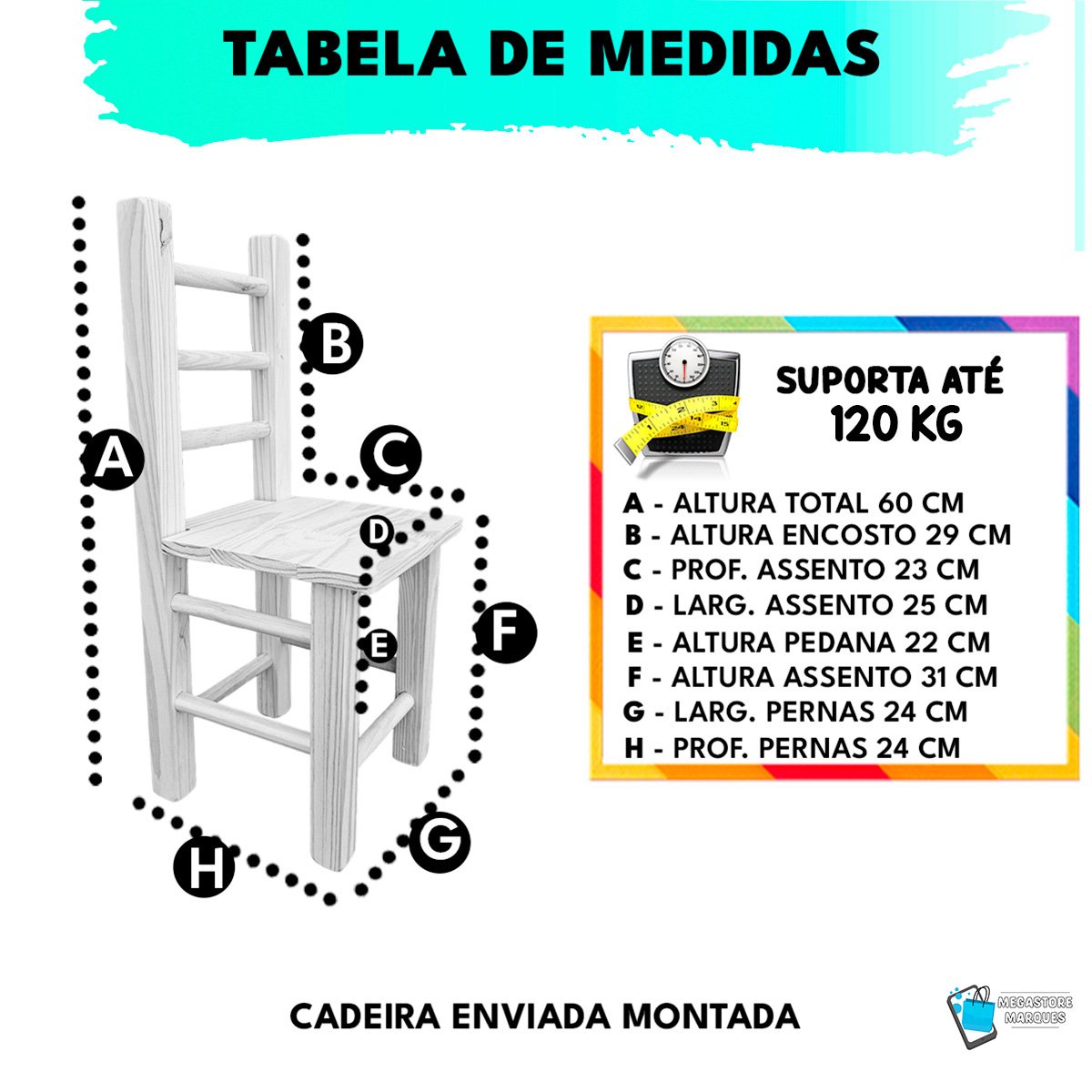 2 Cadeiras Cadeirinhas Infantil de Madeira Maciça Super Resistente - 2