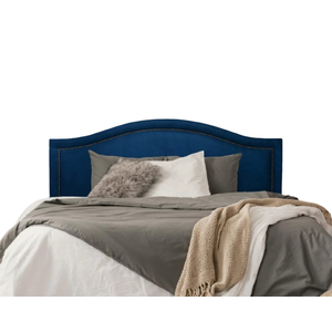 Cabeceira Queen Provençal Luxo Estofada160x60 - Suede Azul Marinho - Tachas Fume