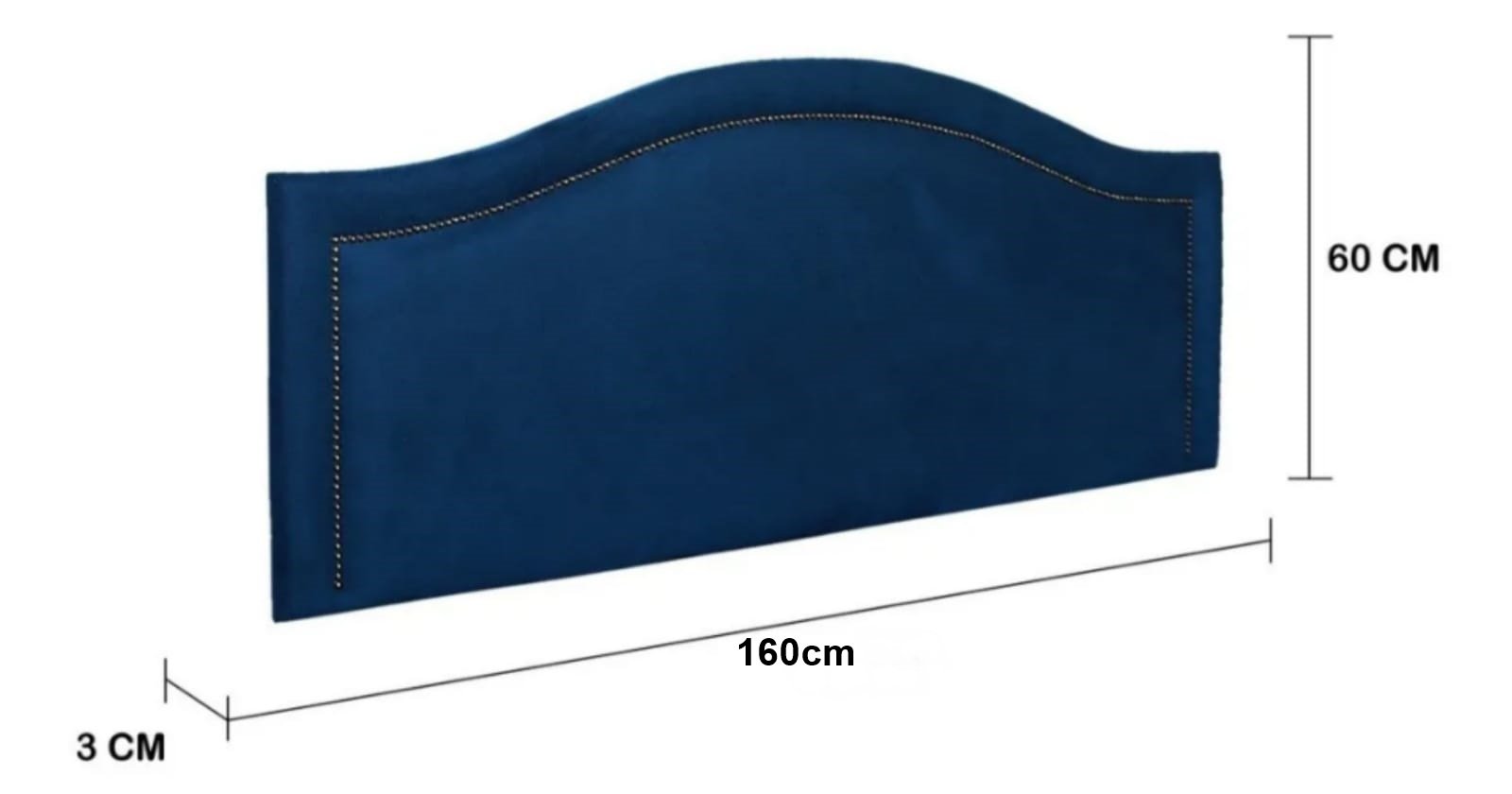 Cabeceira Queen Provençal Luxo Estofada160x60 - Suede Azul Marinho - Tachas Fume - 2