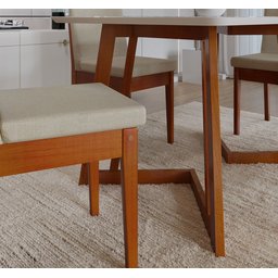 Conjunto Sala De Jantar 4 Lugares Madeira Mesa Califórnia E Cadeira Dakota Tecido A40  - 7