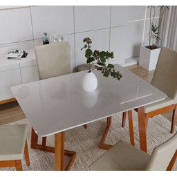 Conjunto Sala De Jantar 4 Lugares Madeira Mesa Califórnia E Cadeira Dakota Tecido A40  - 8