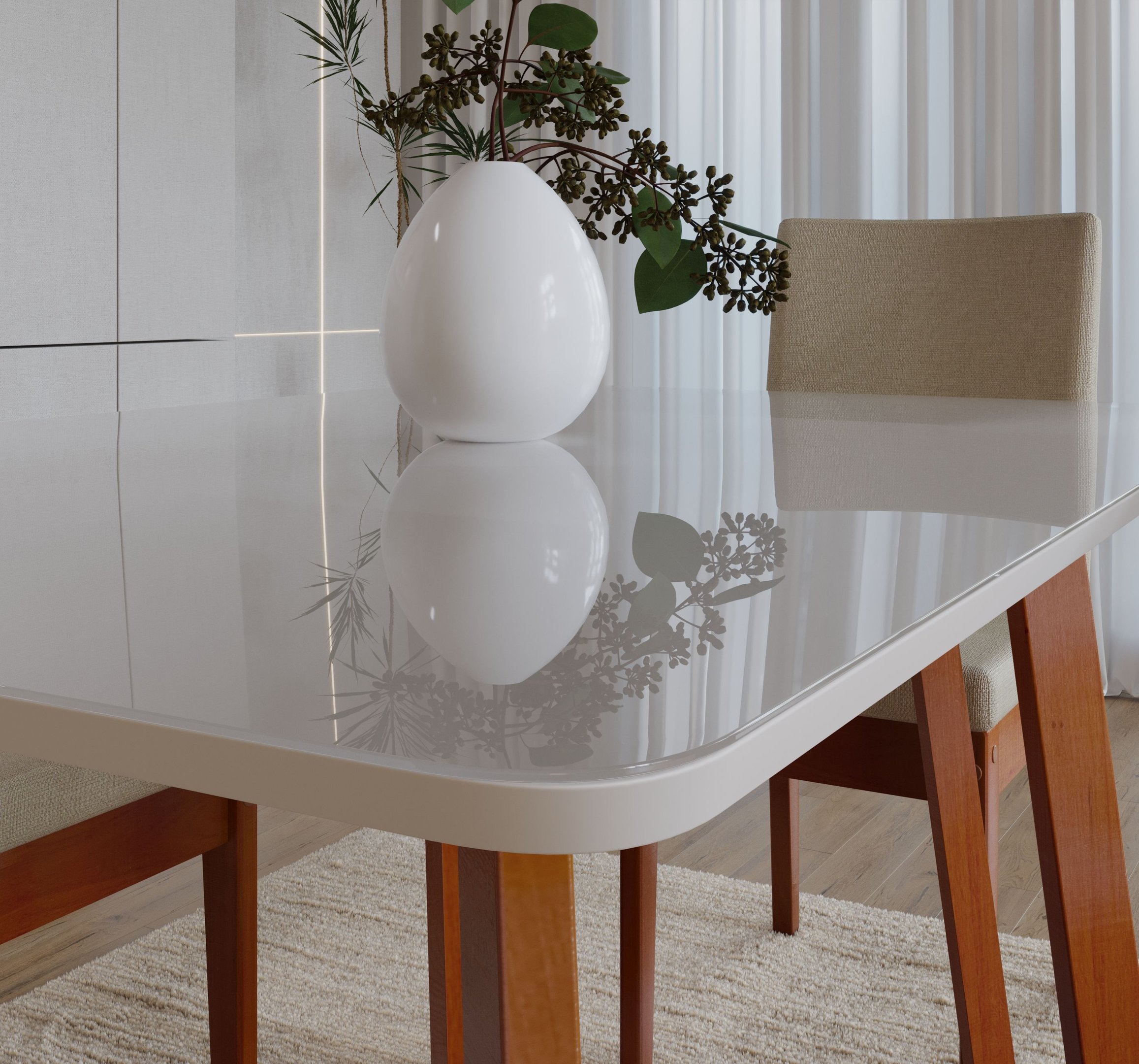 Conjunto Sala De Jantar 4 Lugares Madeira Mesa Califórnia E Cadeira Dakota Tecido A40  - 6