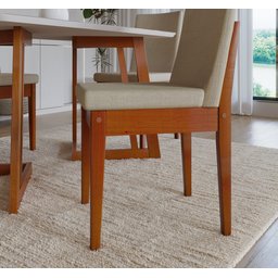 Conjunto Sala De Jantar 4 Lugares Madeira Mesa Califórnia E Cadeira Dakota Tecido A40  - 4