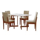 Ver imagem 2 de Conjunto Sala de Jantar Mesa 4 Cadeiras Vidro Madeira Maciça MDF Califórnia Dakota Marrom