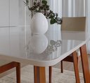 Ver imagem 6 de Conjunto Sala de Jantar Mesa 4 Cadeiras Vidro Madeira Maciça MDF Califórnia Dakota Marrom