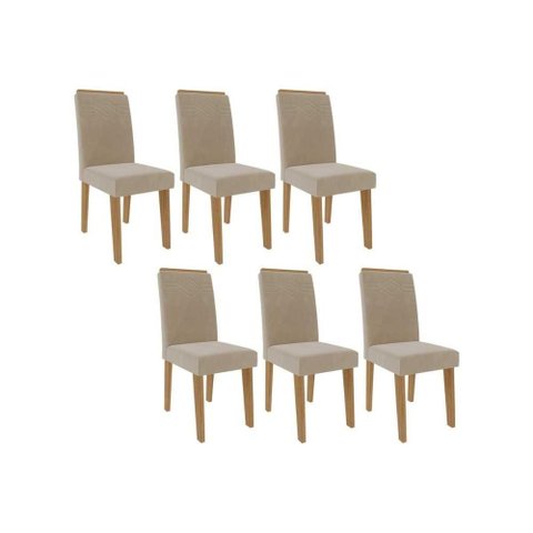 Cadeira Sala de Jantar Taís Kit 6 Un Savana-nature-suede Nude Bege - Cimol