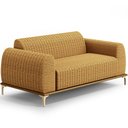 Ver imagem 1 de Sofá 3 Lugares para Sala de Estar Molino 180cm D02 Base Castanho Pés D'ouro Prime Bouclê Mostarda Pb