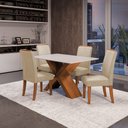 Ver imagem 2 de Conjunto de Mesa Sala de Jantar Tampo com Vidro 1,36m 4 Cadeiras Grécia Dobuê