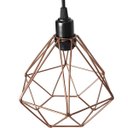 Ver imagem 5 de 2 Pendentes Aramado Diamante Teto Luminária Retrô Balcão Cobre Rose Gold 2 Lâmpadas Led ST64 Vintage