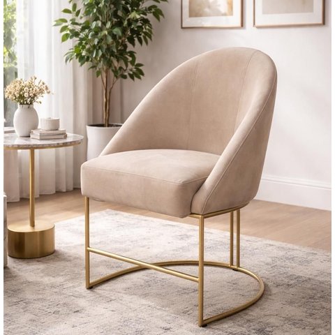 Poltrona Decorativa com Pés Metálico Lua - Bege