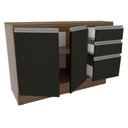 Ver imagem 2 de Balcão de Pia Glamy 2 Portas 3 Gavetas Rustic/preto Madesa