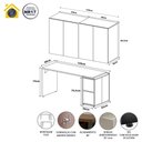 Ver imagem 3 de Mesa Escrivaninha 150cm e 2 Armários Aéreos 4 Portas F5 Cor:cinza Sagrado com Preto