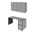 Ver imagem 2 de Mesa Escrivaninha 150cm e 2 Armários Aéreos 4 Portas F5 Cor:cinza Sagrado com Preto