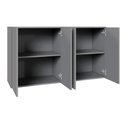 Ver imagem 6 de Mesa Escrivaninha 150cm e 2 Armários Aéreos 4 Portas F5 Cor:cinza Sagrado com Preto