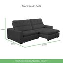 Ver imagem 6 de - Sofá 2 Lugares 2,80m Retrátil Reclinável Veludo Andreia Lansofbr Cores Grafite
