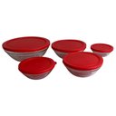 Ver imagem 4 de Conjunto 5 Potes Redondo de Vidro com Tampa - Vermelha