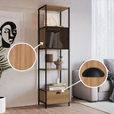 Ver imagem 6 de Estante de Livros Industrial Retrô 46,5CMX180CM Alta 1 Porta 1 Gaveta Madeira York Marrom