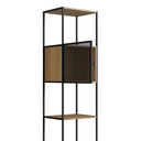 Ver imagem 4 de Estante de Livros Industrial Retrô 46,5CMX180CM Alta 1 Porta 1 Gaveta Madeira York Marrom