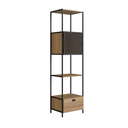 Ver imagem 2 de Estante de Livros Industrial Retrô 46,5CMX180CM Alta 1 Porta 1 Gaveta Madeira York Marrom