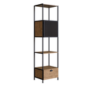 Ver imagem 3 de Estante de Livros Industrial Retrô 46,5CMX180CM Alta 1 Porta 1 Gaveta Madeira York Marrom