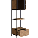 Ver imagem 5 de Estante de Livros Industrial Retrô 46,5CMX180CM Alta 1 Porta 1 Gaveta Madeira York Marrom