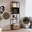 Ver mais imagens de Estante de Livros Industrial Retrô 46,5CMX180CM Alta 1 Porta 1 Gaveta Madeira York Marrom