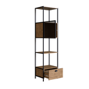 Ver imagem 7 de Estante de Livros Industrial Retrô 46,5CMX180CM Alta 1 Porta 1 Gaveta Madeira York Marrom