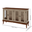 Ver imagem 4 de Cristaleira de Madeira 4 Portas 1 Prateleira e Pés Luiz Xv - Amêndoa com Tampo e Base Imbuia Glazer