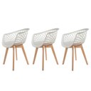 Ver imagem 1 de Kit 3 Cadeiras Para Mesa De Jantar Sala Cozinha Web Wood Branca Base Madeira