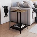 Ver imagem 1 de Mesa Lateral Auxiliar Industrial Retrô Quadrada 1 Prateleira Madeira/Aço York