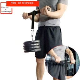 Rolete Barra Musculação Bíceps Tríceps e Punho com Anilha - 3
