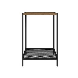 Mesa Lateral Auxiliar Industrial Retrô Quadrada 1 Prateleira Madeira/Aço York - 5