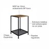 Mesa Lateral Auxiliar Industrial Retrô Quadrada 1 Prateleira Madeira/Aço York - 7