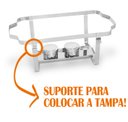 Ver imagem 4 de Rechaud Retangular 9 L com 2 Cubas 1/2 Banho Maria Gourmet - Brinovar