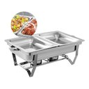 Ver imagem 3 de Rechaud Retangular 9 L com 2 Cubas 1/2 Banho Maria Gourmet - Brinovar