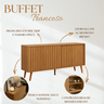 Aparador Buffet Decorativo Trancoso Porta de Correr Ripada Tampo em Mdf para Hall de Entrada Sala - 6